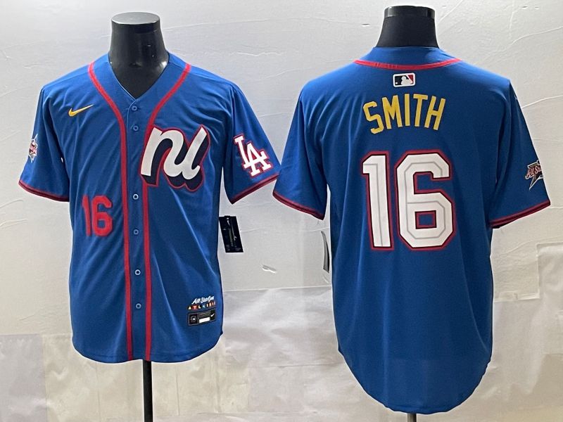 Men 2025 Los Angeles Dodgers #16 Smith Blue All star Blank Blue Nike MLB Jersey style 3->los angeles dodgers->MLB Jersey